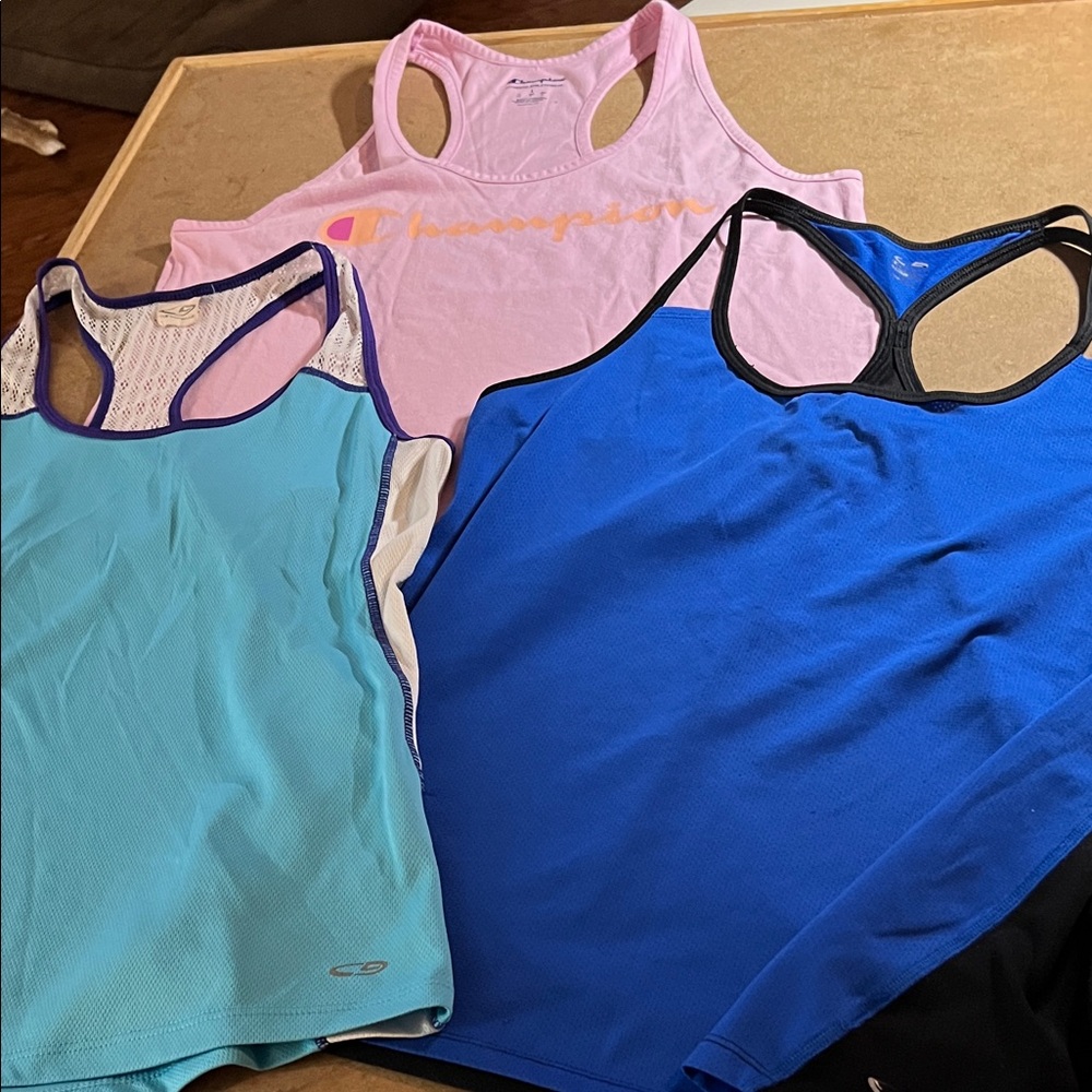 Champion Pink, Blue & Teal Racerback Tank Trio Size L.